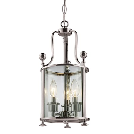 Z-Lite Wyndham 3 Light Pendant, Brushed Nickel & Clear 191-3